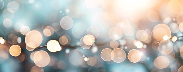 Poster - Bokeh lights in cool tones forming an abstract background, organic shapes, dreamy and serene. ,