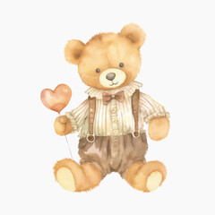 Poster - Cute teddy bear holding heart