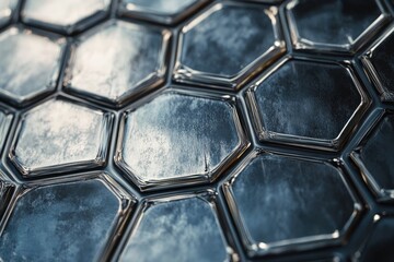 Poster - Metal surface with hexagons