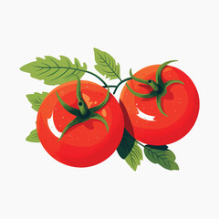 Fresh ripe tomatoes with leaves