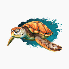 Sticker - Colorful sea turtle illustration