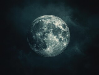 Wall Mural - Full Moon in Dark Cloudy Sky