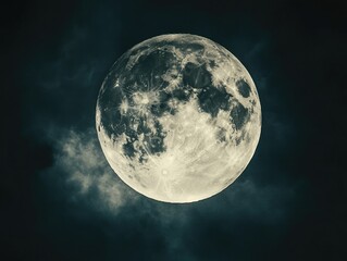 Wall Mural - Full moon in cloudy night