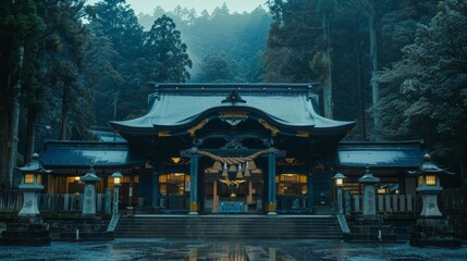 Serene Japanese Temple in a Mystical Forest, Tranquil Beauty and Traditional Architecture in Japan