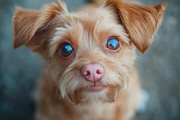 Poster - Small brown dog with blue eyes