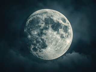 Wall Mural - Full moon in cloudy night sky