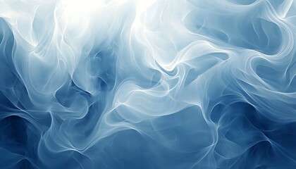 Poster - Seamless Abstract with Swirling Blue Patterns and White Highlights
