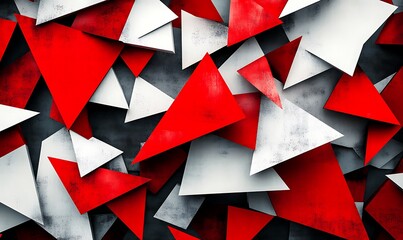 Wall Mural - Seamless Abstract with Sharp Geometric Shapes in Red and White