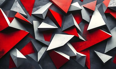 Fototapete - Seamless Abstract with Sharp Geometric Shapes in Red and White