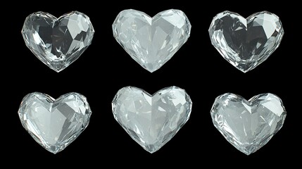 Wall Mural -   Four heart-shaped diamonds on a black background, each with a single diamond in the center