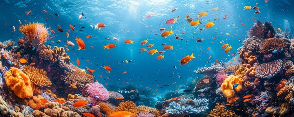 Wall Mural - Vibrant Coral Reefs and Diverse Marine Life of the Maldives Underwater Paradise