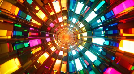 Poster - A vibrant explosion of colors in a captivating light tunnel, ideal for digital art projects and creativity