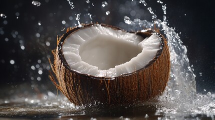 Fresh Coconut Splashing in Water