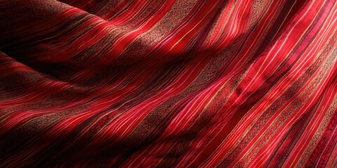 Poster - Red and Black Striped Fabric Close Up