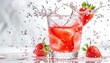 © Inkreatif - Strawberry splashing into a glass of water with ice.