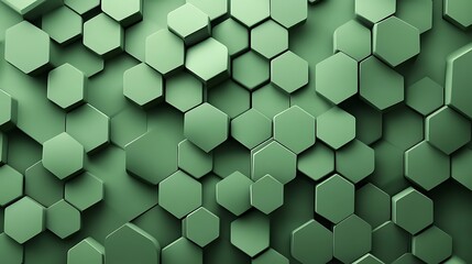 Wall Mural - Seamless Abstract with Overlapping Hexagons in Shades of Green