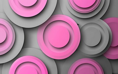 Wall Mural - Seamless Abstract with Concentric Circles in Pink and Grey