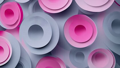 Poster - Seamless Abstract with Layered Circles in Grey and Pink