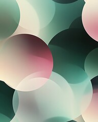 Poster - Seamless Abstract with Overlapping Circles Grid in Green, Grey, and Pink