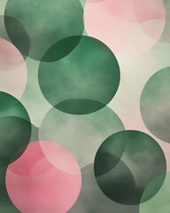 Poster - Seamless Abstract with Overlapping Circles Grid in Green, Grey, and Pink