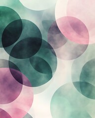 Poster - Seamless Abstract with Overlapping Circles Grid in Green, Grey, and Pink