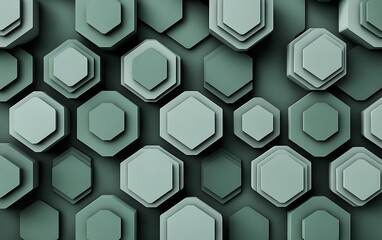 Fototapete - Seamless Abstract with Concentric Hexagons in Green and Grey