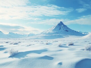 Sticker - Snowy landscape with mountain