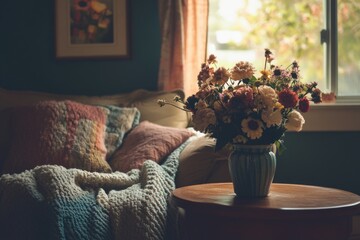 Wall Mural - Flowers on Table near Window