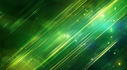 Wall Mural - A dynamic green abstract background that showcases light streaks along with glowing elements and details