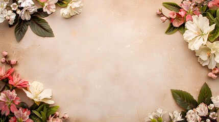 Wall Mural - A flowery border with a white background