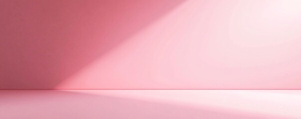 Wall Mural - Light beam illuminating minimal pink studio background