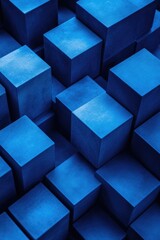 Canvas Print - Stacked blue cubes