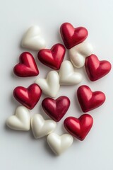 Poster - Red and White Hearts on White Surface