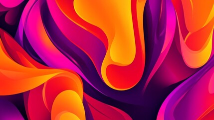 Poster - A vibrant abstract design featuring flowing shapes in warm colors, creating a dynamic and energetic visual experience.