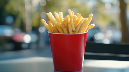 Canvas Print - Red Cup with French Fries