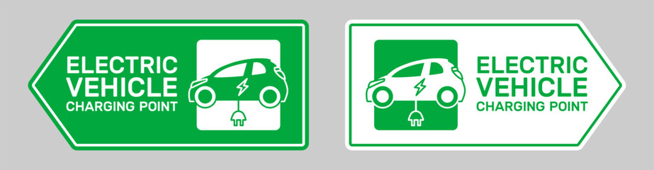 electric vehicle charging point road sign design vector illustration