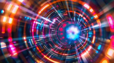 Poster - An incredibly dynamic light tunnel featuring an array of colorful beams that create a mesmerizing visual effect