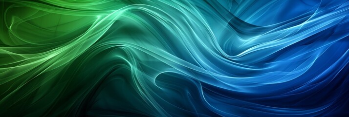 Poster - An enchanting blend of various shades of green and blue waves that beautifully showcase fluid motion and tranquility