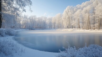 Sticker - Frozen Lake in a Winter Wonderland