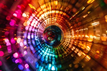 Poster - This vibrant and captivating abstract image showcases dynamic bokeh lights intertwined with swirling colors