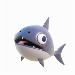 Mackerel character in 3D style on a white background
