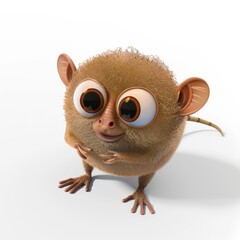 Wall Mural - tarsier character in 3D style on a white background
