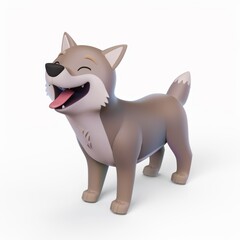 Wall Mural - Wolf character in 3D style on a white background
