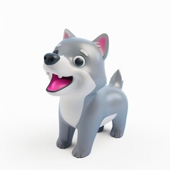 Sticker - Wolf character in 3D style on a white background
