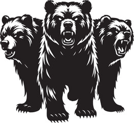 Bear group Silhouette vector illustration isolated on white background