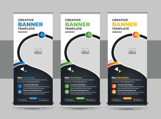 Wall Mural - roll up banner stand template layout or business rollup banner template, advertisement, pull up, dis