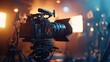 © ma - A cinematic camera on set, focusing on the intricate details of its gear and technology in action.