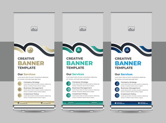 Wall Mural - creative roll up banner design template, vertical, abstract background, pull up design, modern x-ban