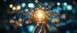 © wellart - Hand holding a light bulb with glowing lines connecting it to various icons, representing new ideas, innovation, and technology.