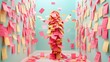© Mont - A creative scene featuring a person covered in colorful sticky notes, surrounded by a vibrant wall of notes in a playful setting.